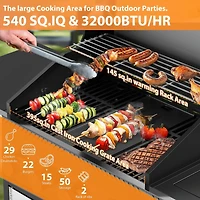Cowsar Bbq Gas Propane Grill 4 Burner Cast Iron Flat Grill Griddle Combo with Side Burner Stainless Steel 42000 Btu for Outdoor Cooking Backyard Barbe