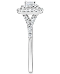 Diamond Emerald-Cut Double Halo Engagement Ring (1/2 ct. t.w.) in 14k White Gold
