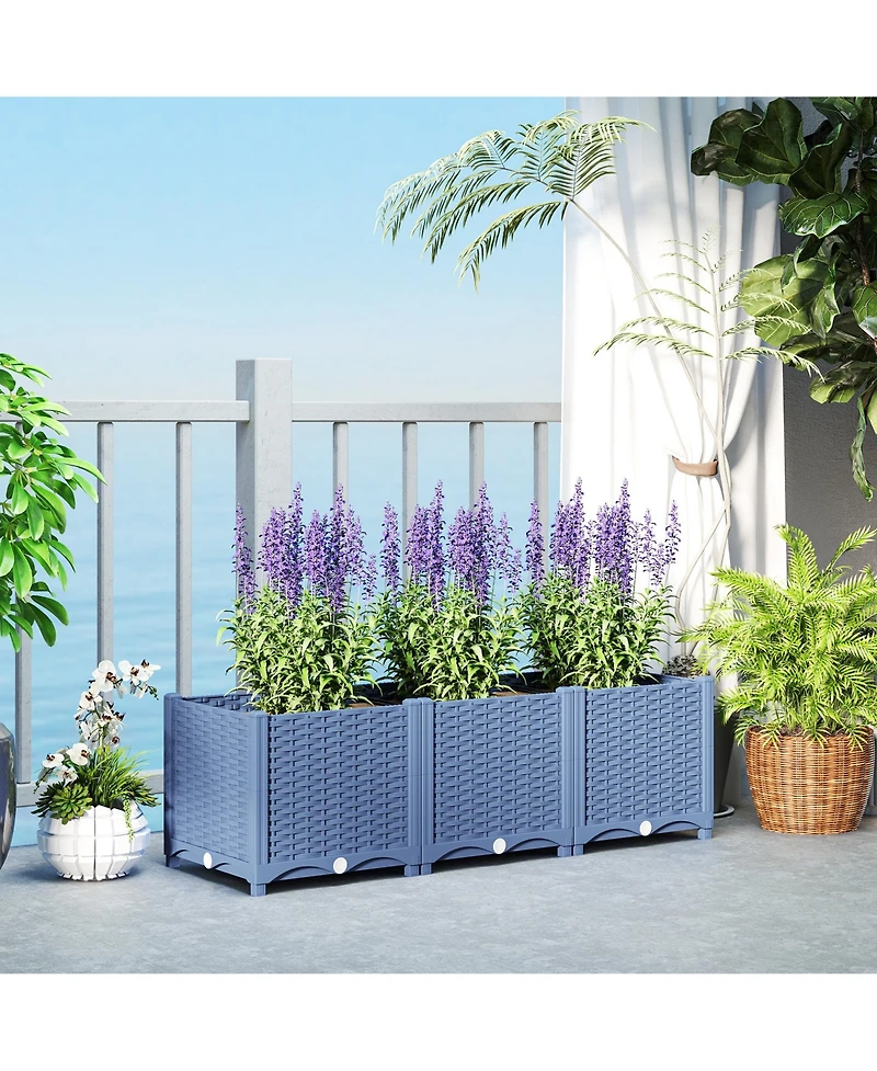 Outsunny 4 x 1 ft Plastic Garden Box w/Drainage Holes,