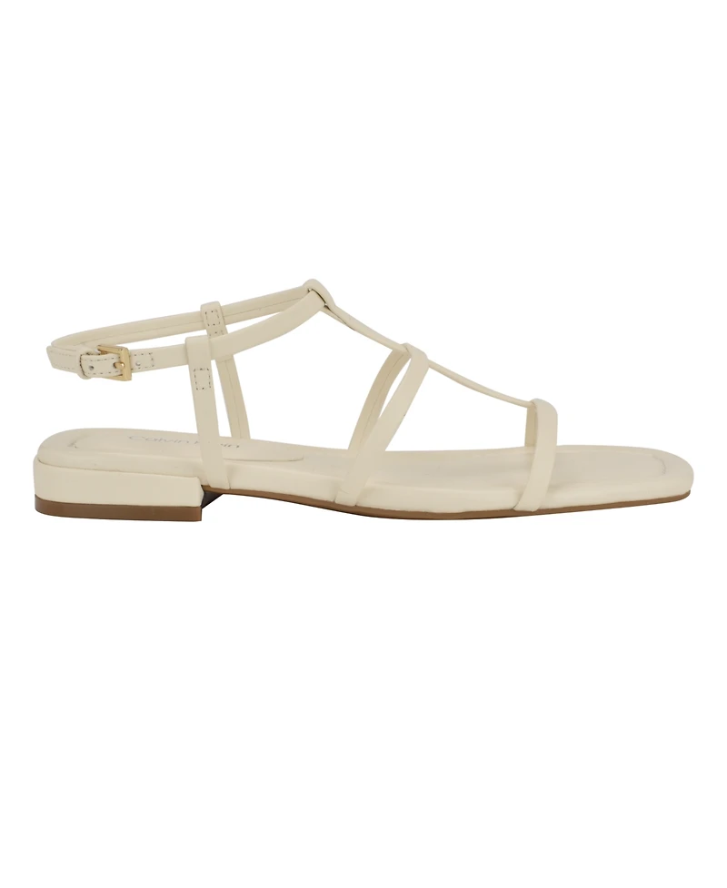 Calvin Klein Women's Sallia Strappy Caged Flat Sandals
