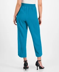 Ak Anne Klein Petite Textured Pull-On Mid-Rise Wide-Leg Pants