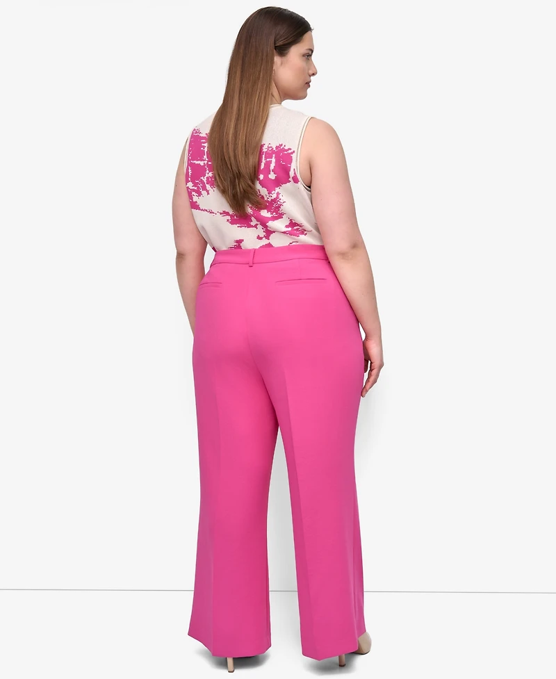 Dkny Plus Aero Crepe High Rise Wide Leg Pants