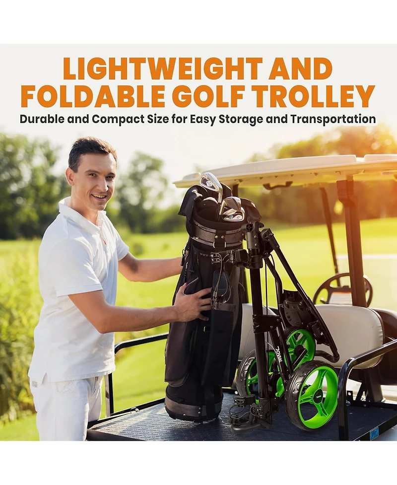 Jovial Foldable 3-Wheel Junior Golf Pull Cart with Scorecard Holder