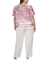 Dkny Plus Printed Short-Sleeve Blouse