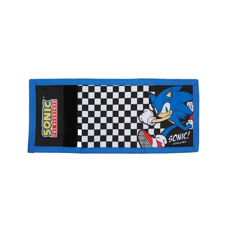 Sonic The Hedgehog Character & Checkered Patterns 2-Piece Curved Snapback Hat & Bi-Fold Wallet Set