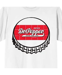 Dr. Pepper Men's Bottle Cap With Logo Crew Neck Short Sleeve White T-shirt-3XL