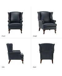 Helmuth Genuine Leather Armchair with Solid Wood Legs