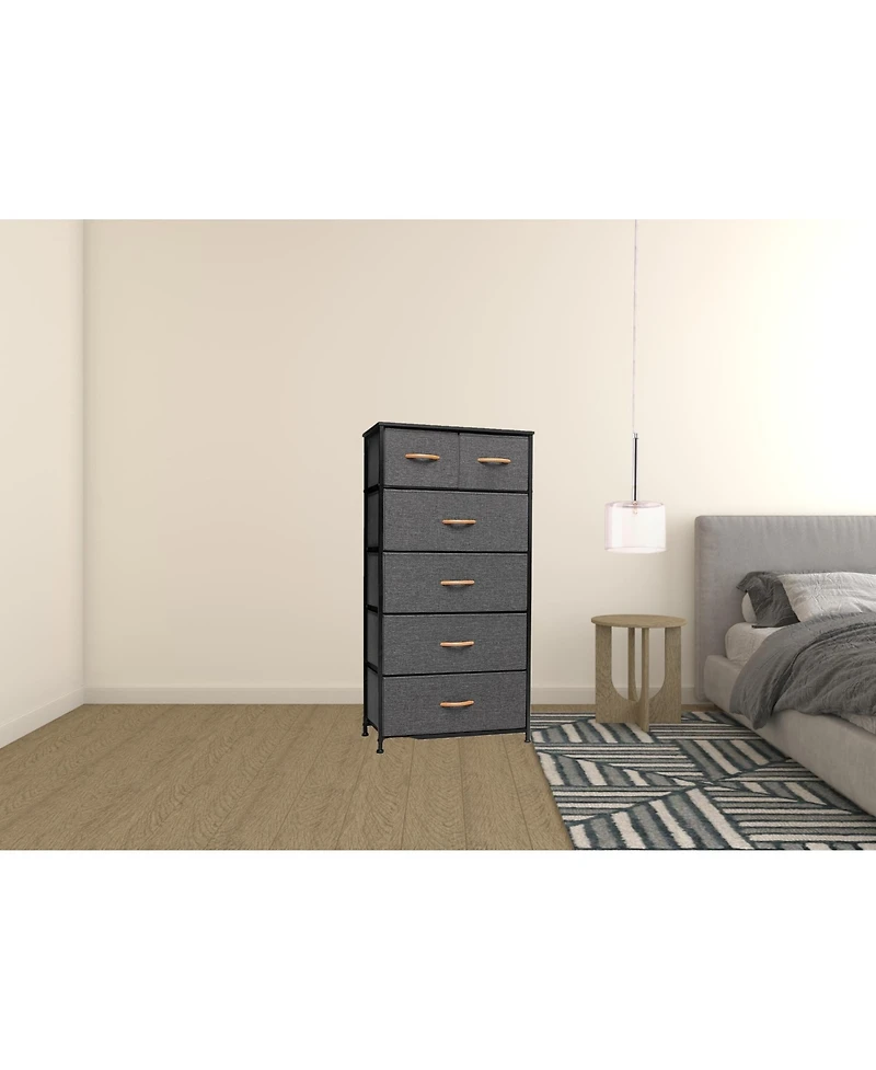 Steel and Fabric 6-Drawer Combo Dresser – Functional Storage