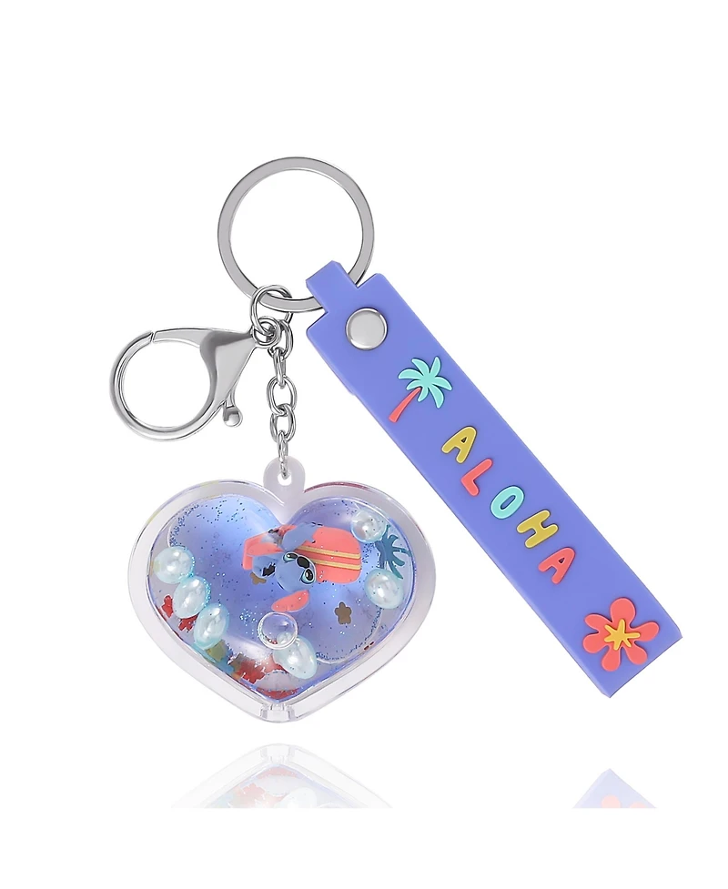 Disney Lilo & Stitch Aloha Heart Keychain with Floating Charms