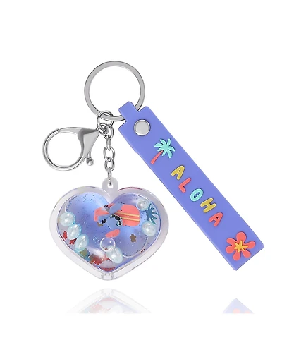 Disney Lilo & Stitch Aloha Heart Keychain with Floating Charms