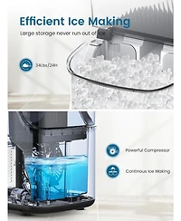 Zafro Countertop Nugget Ice Maker, Portable Chewable Pebble Ice Machine, Soft Crushed Ice Maker, 34 lbs/Day, One-Touch Operation, Self-Cleaning, Perfe