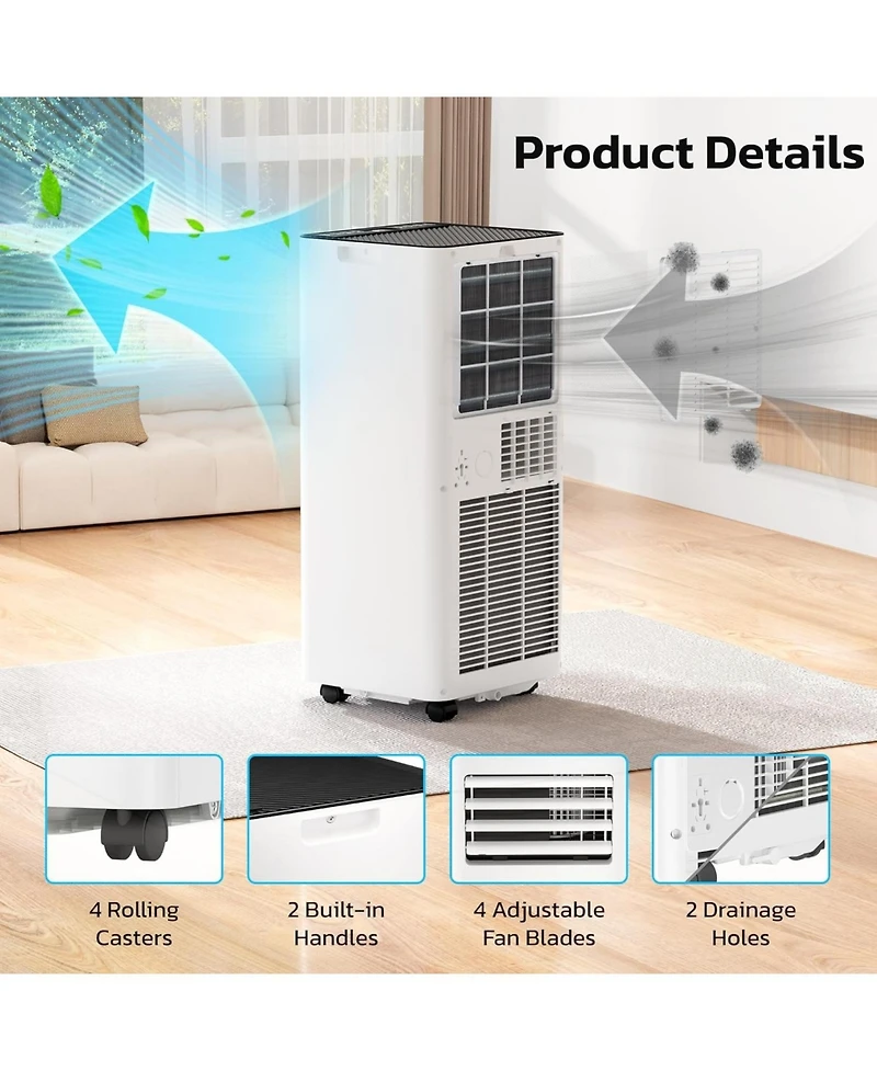 Zafro 10000 Btu Portable Air Conditioners, 4-in-1 Modes Portable Ac Unit with Energy Efficient/Quiet Sleep/Remote Control/24Hrs Timer for Bedroom/Dorm