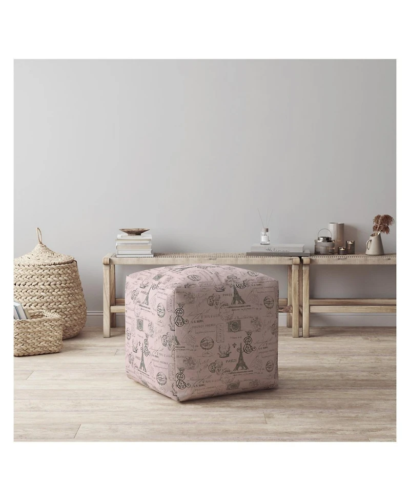 Twill Pouf Ottoman with Paris Design – Chic and Versatile