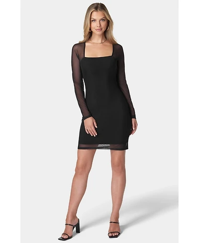 Bebe Women's Square Neck Powermesh Dress