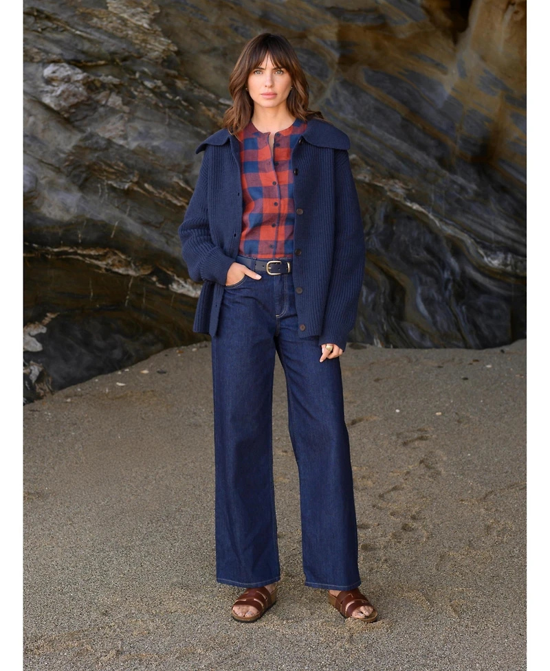 Celtic & Co. Women's Sailor Collar Longline Cardigan