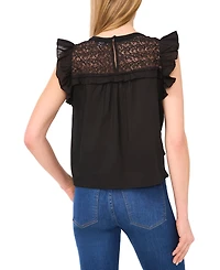 CeCe Women's Lace Inset Ruffle Detail Blouse