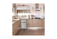 Zafro 3.2 cubic foot mini fridge with separate freezer compartment and double door design is perfect for a basement, apartment