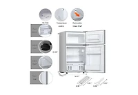 Zafro 3.2 cubic foot mini fridge with separate freezer compartment and double door design is perfect for a basement, apartment