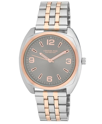 London Fog Unisex Keltic Cushion Case Two Tone Link Alloy Watch, 38mm