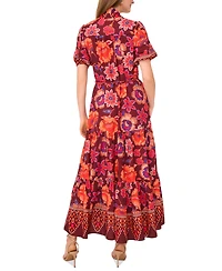 Vince Camuto Women's Printed Puff-Sleeve Maxi Dress