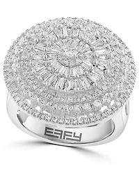 Effy Diamond Round & Baguette Sunburst Cluster Statement Ring (1-1/2 ct. t.w.) in 14k White Gold