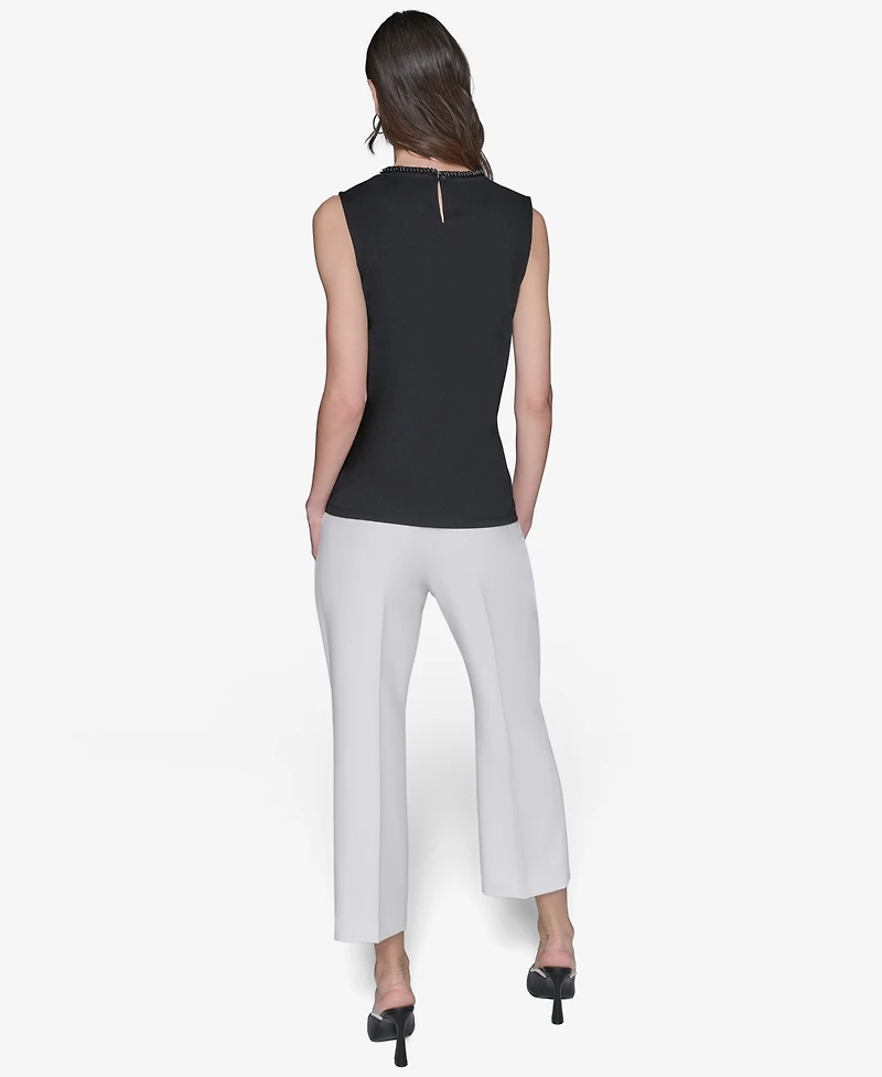 Karl Lagerfeld Paris Women's Bead-Trim Sleeveless Top