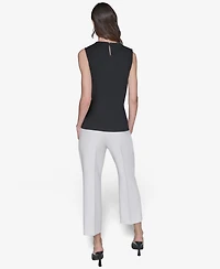 Karl Lagerfeld Paris Women's Bead-Trim Sleeveless Top