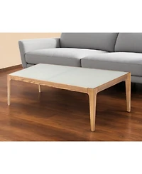 Contemporary Solid Wood Coffee Table with Frosted Glass Surface