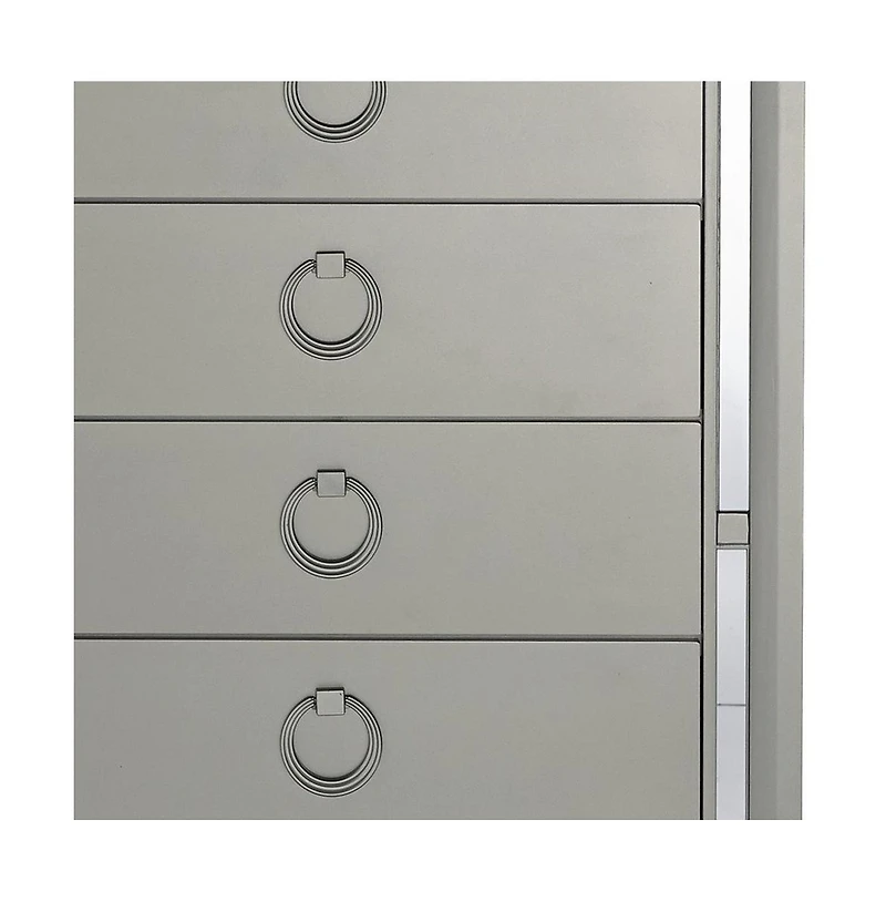 Solid Wood Five-Drawer Chest with Mirrored Accents for Bedroom Storage