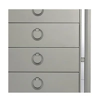 Solid Wood Five-Drawer Chest with Mirrored Accents for Bedroom Storage