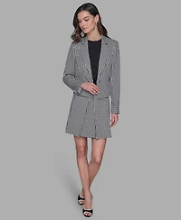 Karl Lagerfeld Paris Women's Check Print One-Button Blazer