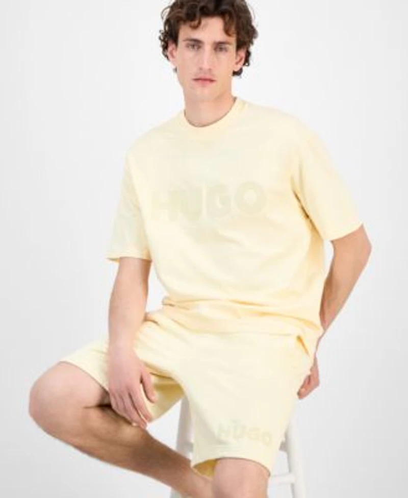 Hugo By Hugo Boss Mens Dinkee Logo Graphic Cotton T Shirt Dinkoe Cotton Shorts