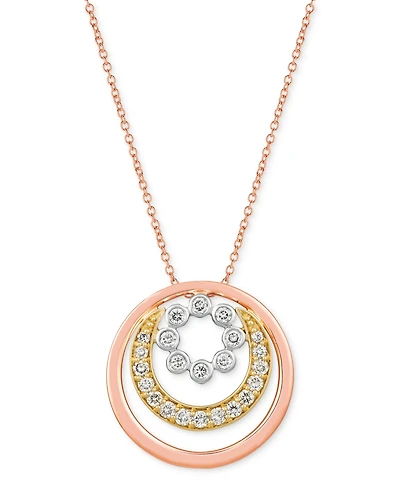 Le Vian Nude Diamond Graduated Circle Adjustable 20" Pendant Necklace (5/8 ct. t.w.) in 14k Tricolor Gold