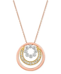 Le Vian Nude Diamond Graduated Circle Adjustable 20" Pendant Necklace (5/8 ct. t.w.) in 14k Tricolor Gold