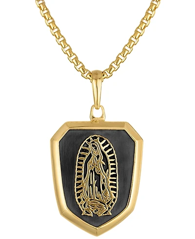 Bulova Men's Our Lady of Guadalupe Two-Tone Sterling Silver Pendant Necklace, 24" + 2" extender
