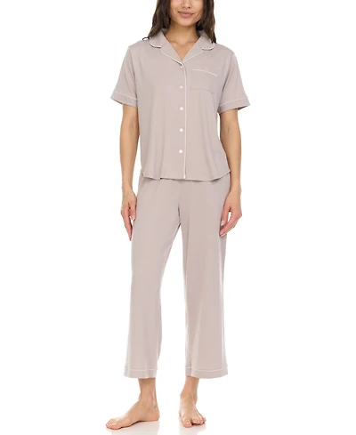 Flora by Nikrooz Women's Annie Notch Top and Capri Pajama Set