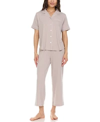 Flora by Nikrooz Women's Annie Notch Top and Capri Pajama Set