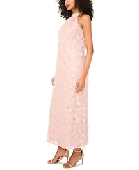 Msk Petite 3D Floral-Applique Halter Dress