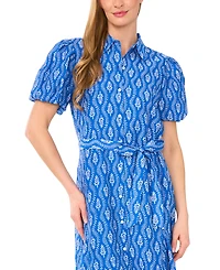 CeCe Women's Flowy Tie Waist Midi Shirt Dress