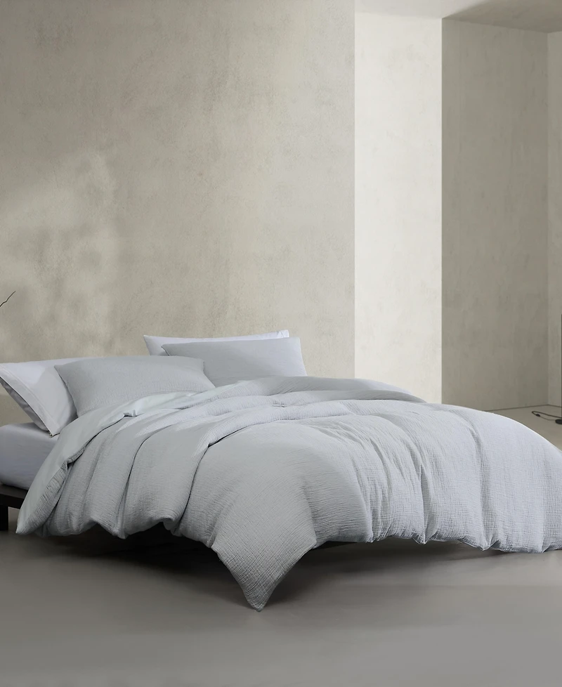 Closeout! Calvin Klein Washed Texture Solid Cotton Jacquard 3 Piece Comforter Set, Queen