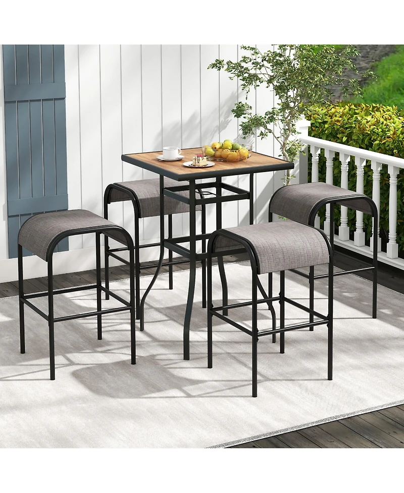 Gymax -Piece Patio Dining Set w/ Umbrella Hole Metal Frame & Breathable Fabric Seat