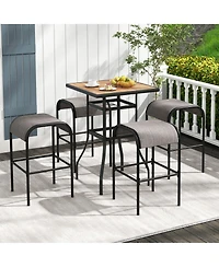 Gymax -Piece Patio Dining Set w/ Umbrella Hole Metal Frame & Breathable Fabric Seat