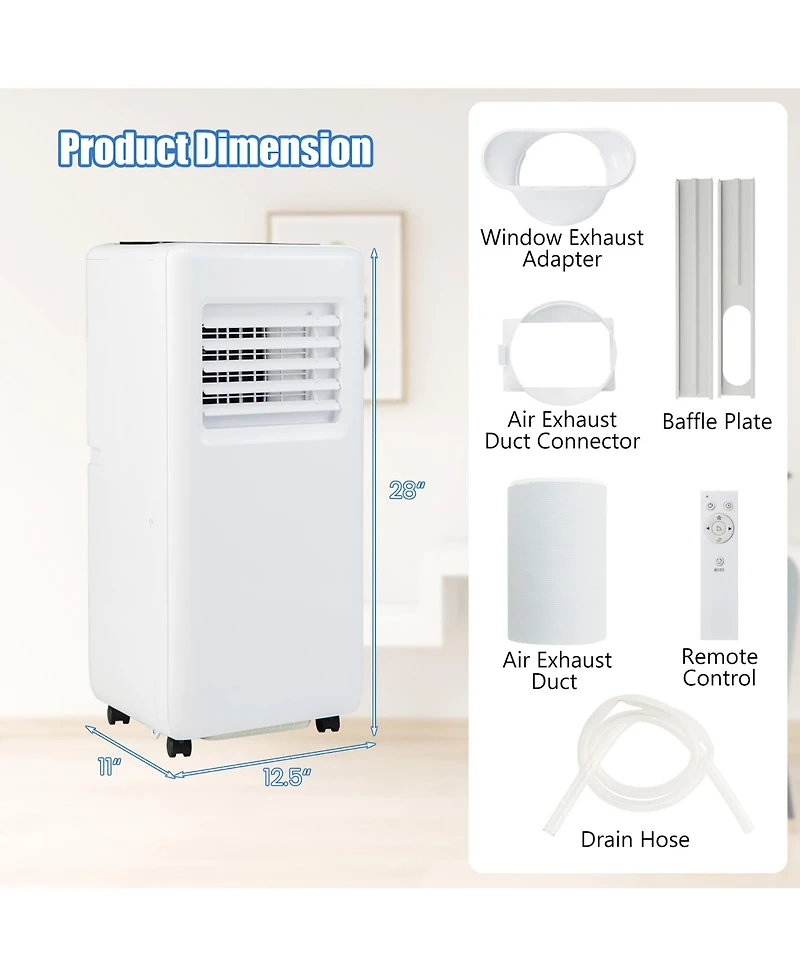 Gymax Portable Air Conditioner w/ Remote Control 3-in-1 Portable Ac Unit w/ Fan & Dehumidifier