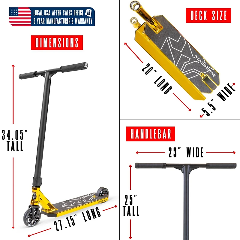 Pro Complete Stunt Scooter for Teens and Adults Ages 8 - 12 – Lightweight Durable Trick Scooter – Madd Gear MG6