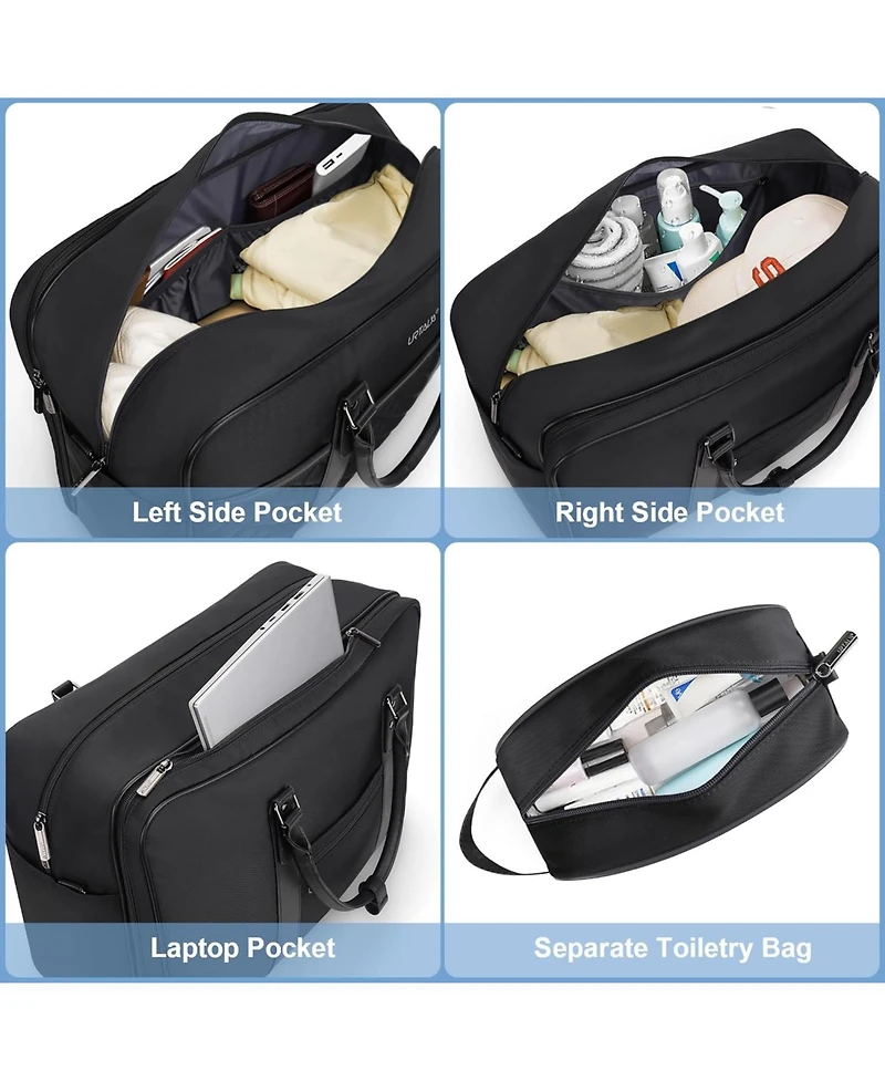 Urtala Travel Duffle Bag for Men, Weekender Women with Toiletry Bag, Carry On Overnight 17.3 inch Laptop Compartment (Black)