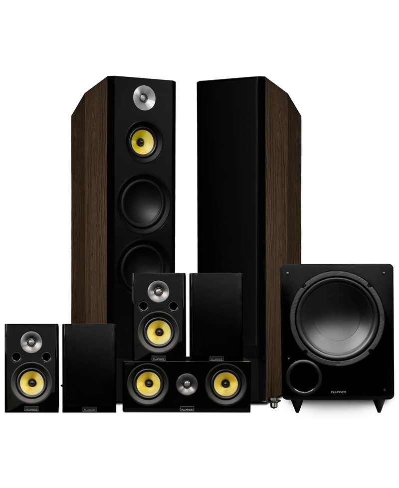 Fluance Signature HiFi Surround Sound Home Theater 7.1 Speaker System including 3-Way Floorstanding Towers, Center Channel, Surrounds and Rear Surroun