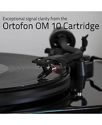 Fluance RT82 Reference High Fidelity Vinyl Turntable Record Player with Ortofon OM10 Cartridge, Speed Control Motor, Mass Mdf Wood Plinth, Vibrat