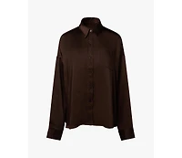 WeWoreWhat Women's Cropped Button Front Shirt