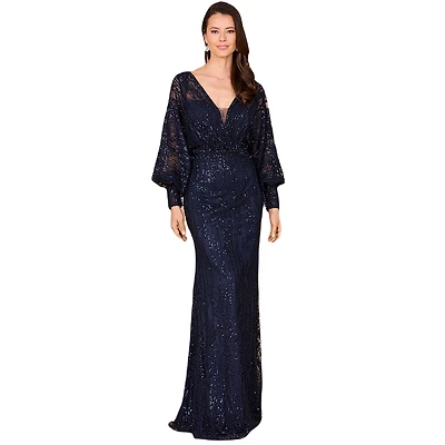 Lara Women's Long Bishop Sleeve Lace Gown