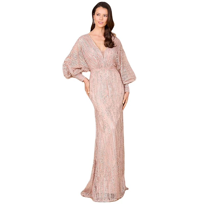 Lara Women's Long Bishop Sleeve Lace Gown